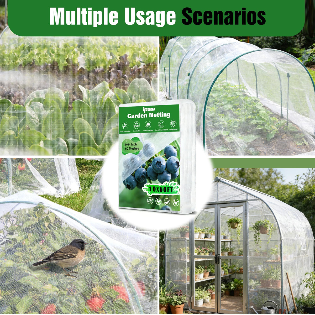 IPOW easy drape over plants, with secure edges using staples or clips.