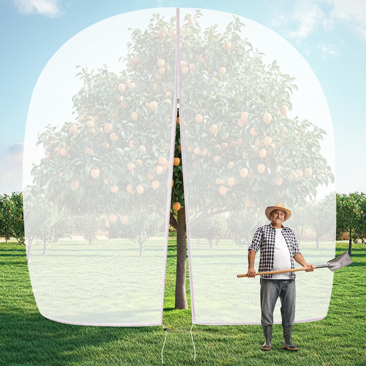 IPOW large 10x14ft fruit tree netting covers trees and protects fruit from pests