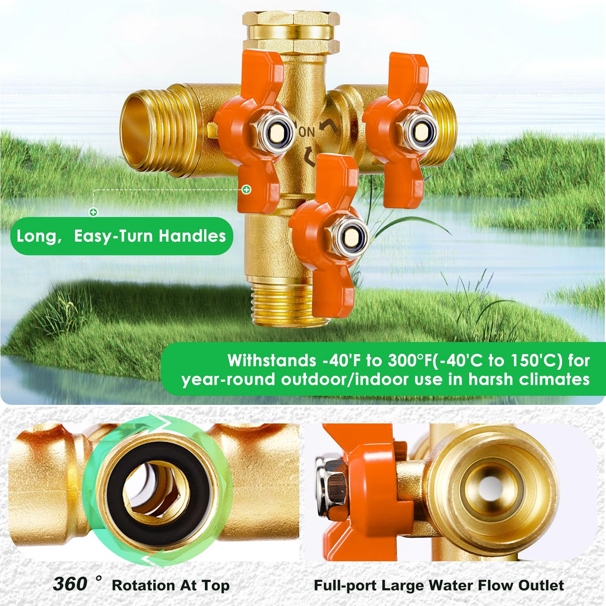 IPOW three-quarter inch taps compatibility for universal connections