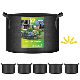 IPower 20 gallon grow bag pack of five with strong straps for easy transport.