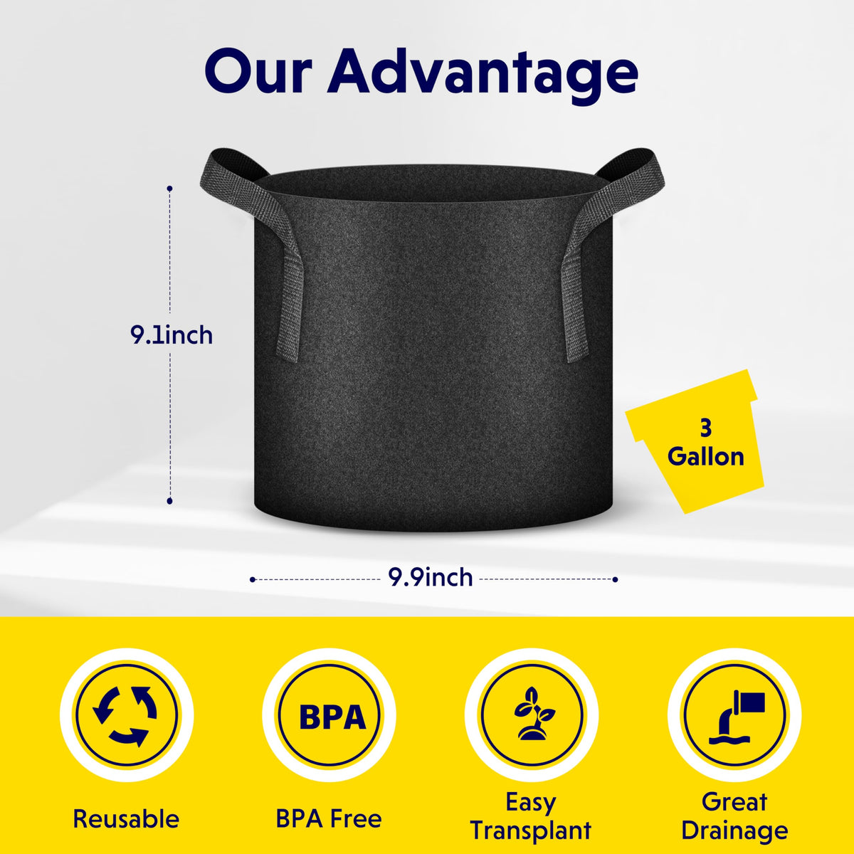 iPower 300g thickened nonwoven fabric grow bag, durable and reusable.