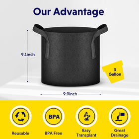 iPower 300g thickened nonwoven fabric grow bag, durable and reusable.