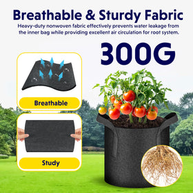 IPower heavy-duty garden bag features strap handles for portable planting tasks.