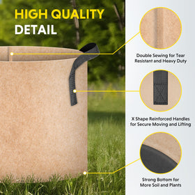 iPower heavy-duty plant pots with double-stitched handles support safe movement