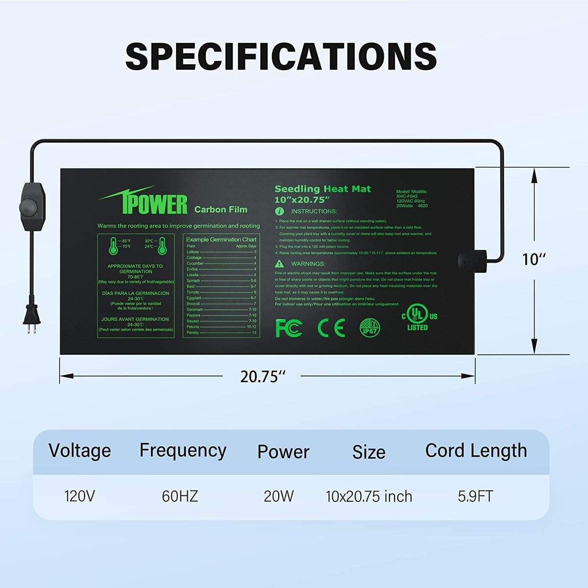 iPower Seeding Heat Mat supports indoor seedling starts with consistent warmth