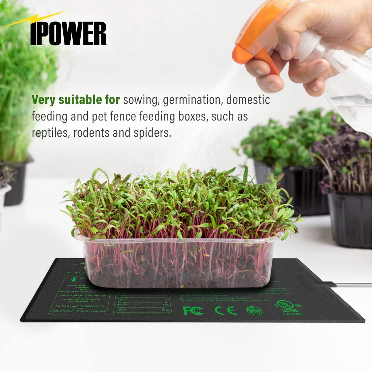iPower Seeding Heat Mat package includes one mat with adjustable knob