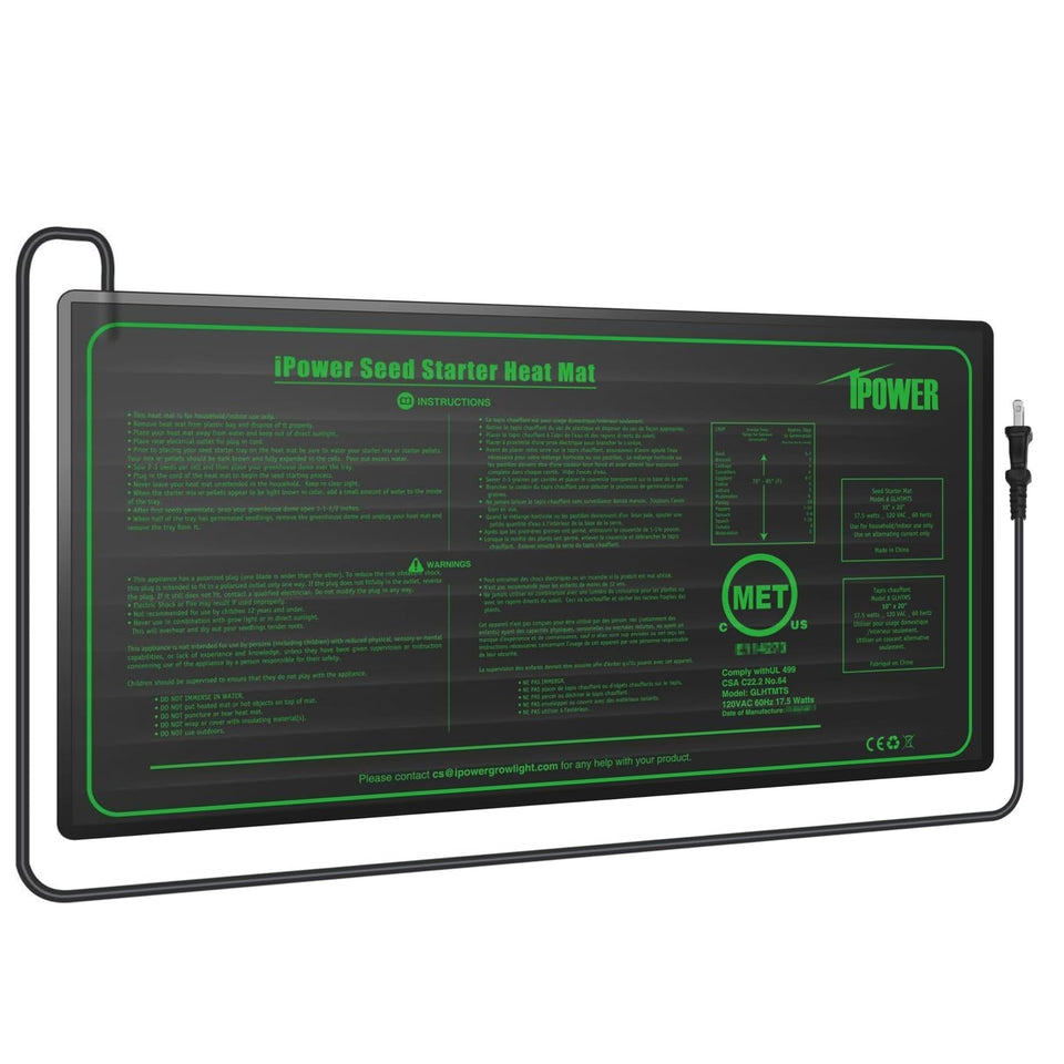 ipower seedling heat mat 10x20 front view showing warmth area and layout for germination