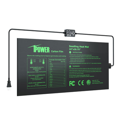 iPower seedling heat mat with dual thermostat shows real-time temperature for precise germination control