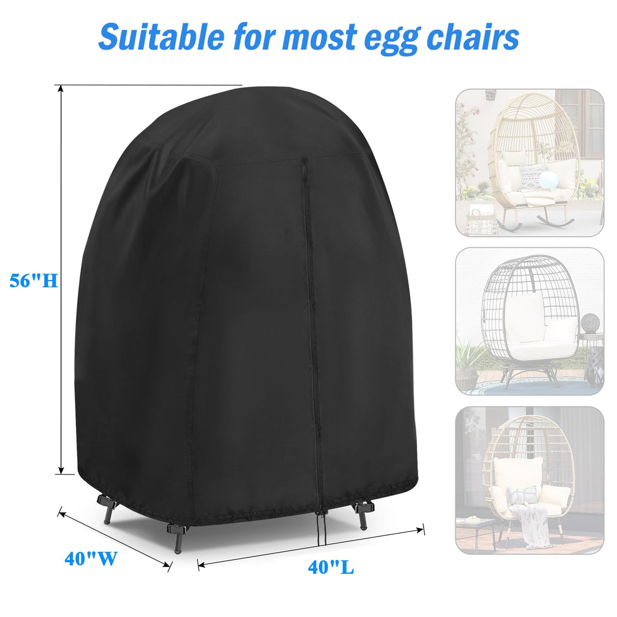 Iptienda outdoor egg chair cover side view weatherproof design for year-round use