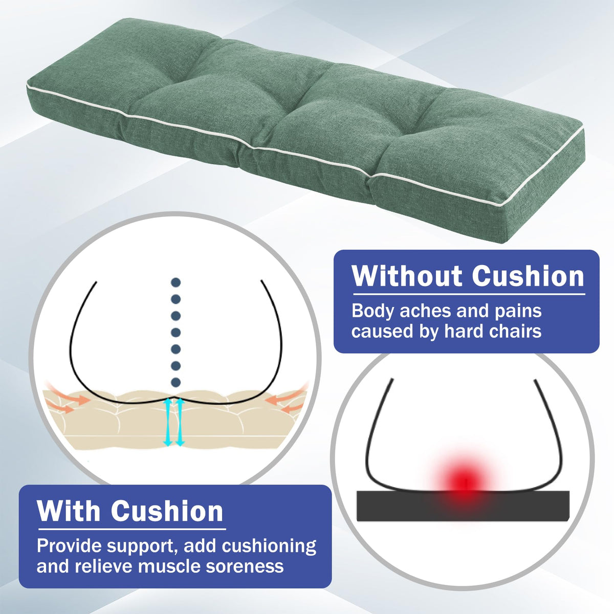 IPYNBAP shredded foam core provides even support for back and hips.