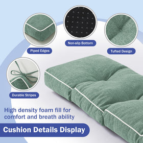 IPYNBAP cushion with ties secures to furniture for stable seating.