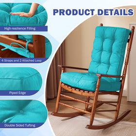 IPYNBAP cushion with attached ties stays secure on rocker