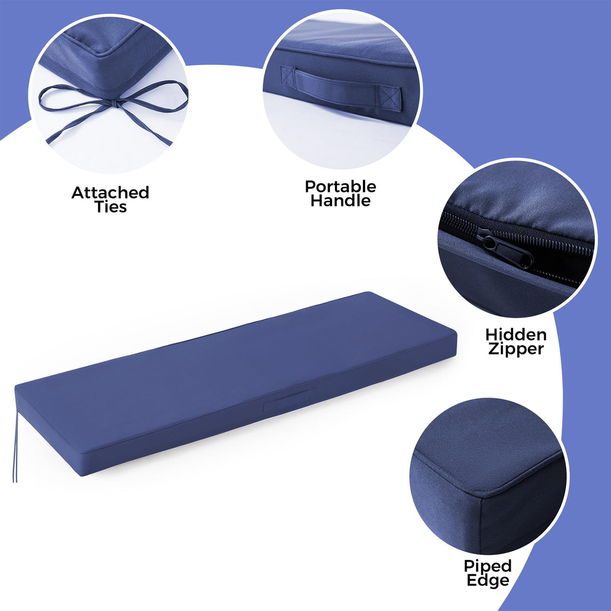 High-density foam delivers lasting support for back, hips, and tailbone.