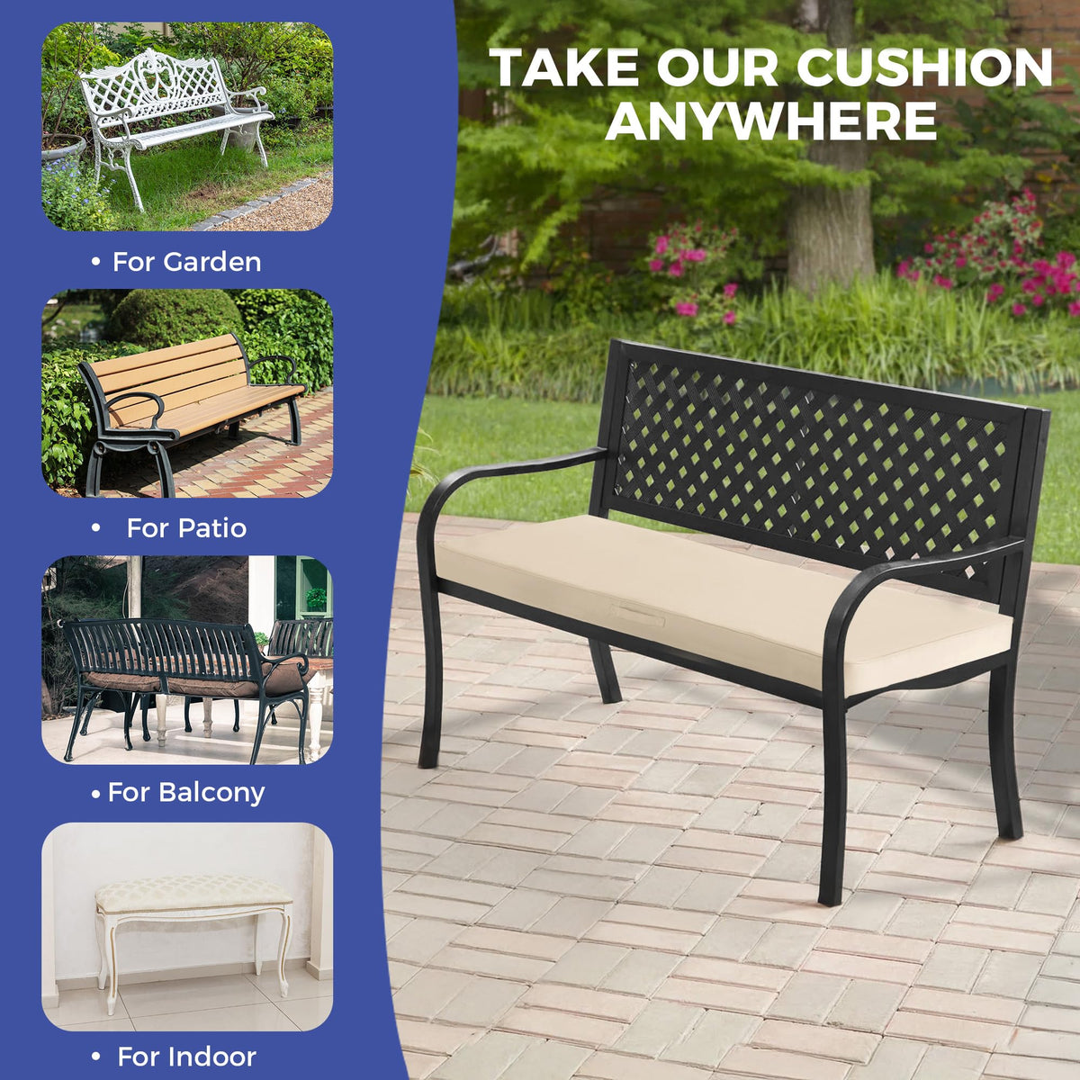 IPYNBAP easy-clean bench cushion with removable cover