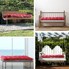 IPYNBAP cushion installed on a porch swing, all-season comfort