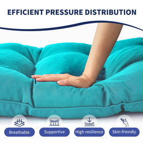 IPYNBAP teal cushion with piped edges for longevity and refined look.