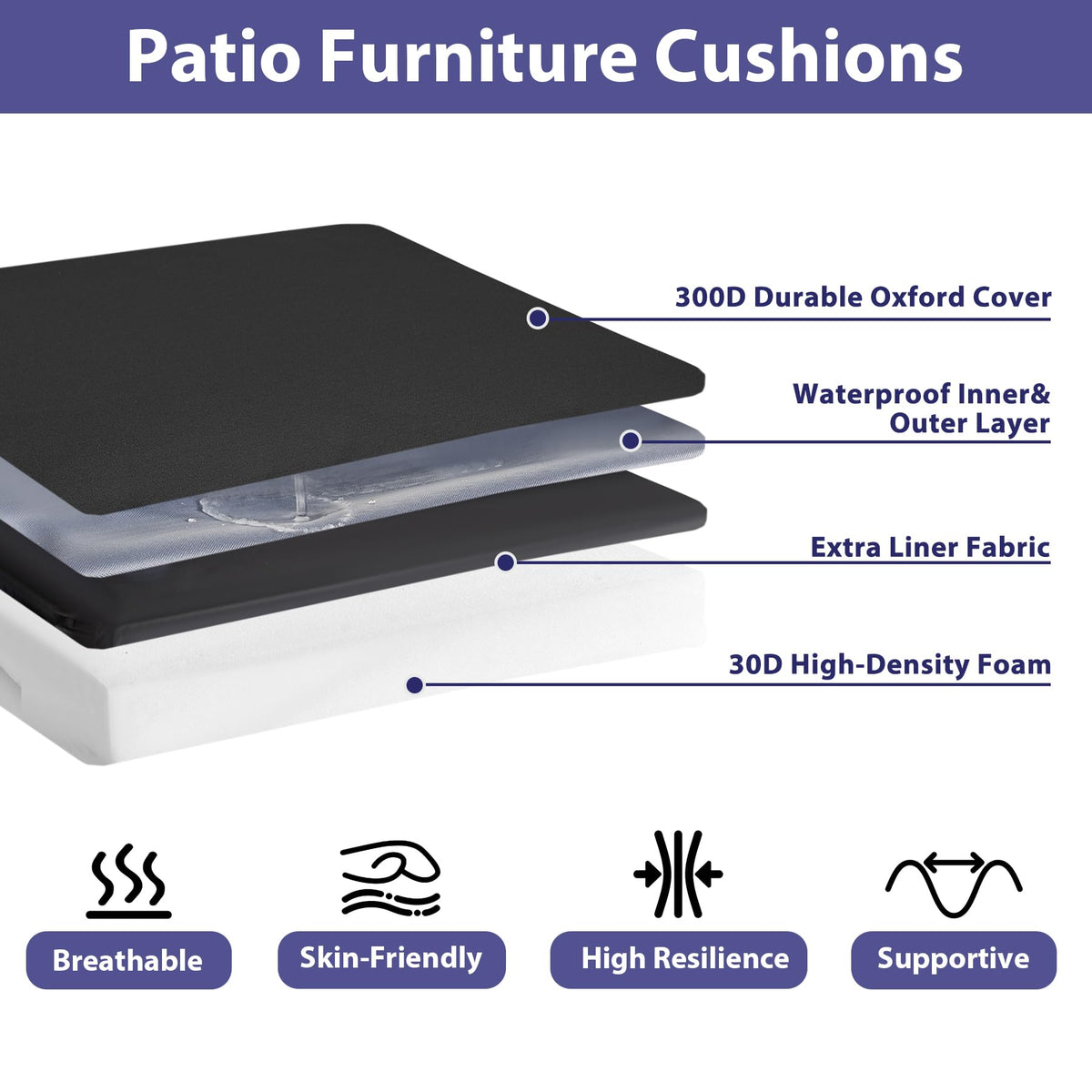 IPYNBAP cushion with attached ties stays fixed on outdoor chairs for worry-free lounging