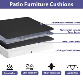 IPYNBAP cushion with attached ties stays fixed on outdoor chairs for worry-free lounging