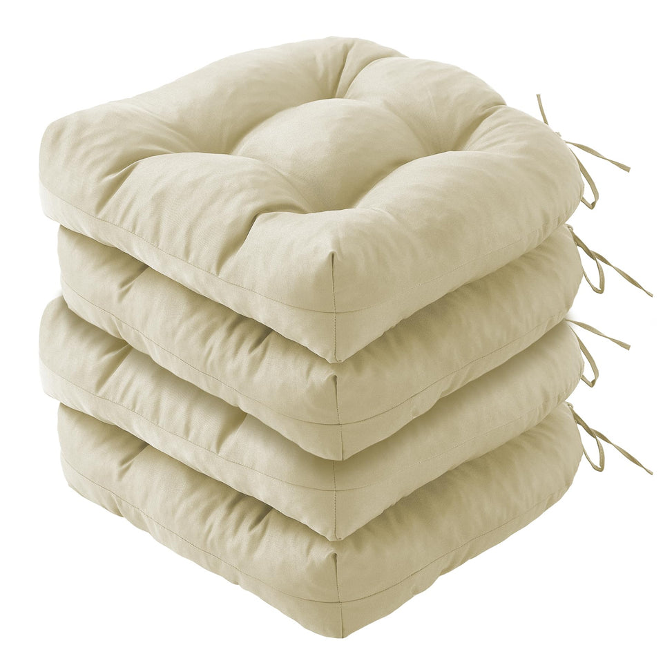 IPYNBAP outdoor chair cushion set of 4 in beige ready for patio seating.