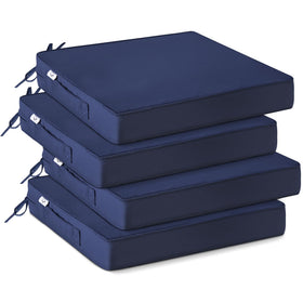 IPYNBAP outdoor chair cushions navy set of four arranged on a patio for comfort and style