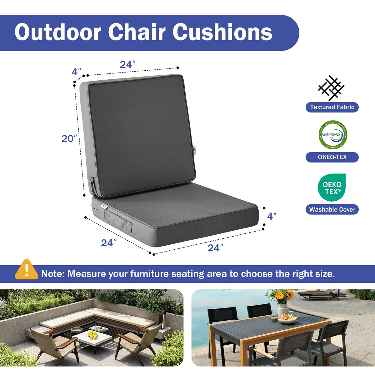 IPYNBAP back cushion 24x20x4 demonstrates plush support with durable colorfast fabric.