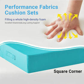 IPYNBAP teal cushions maintain color with fade-resistant finish