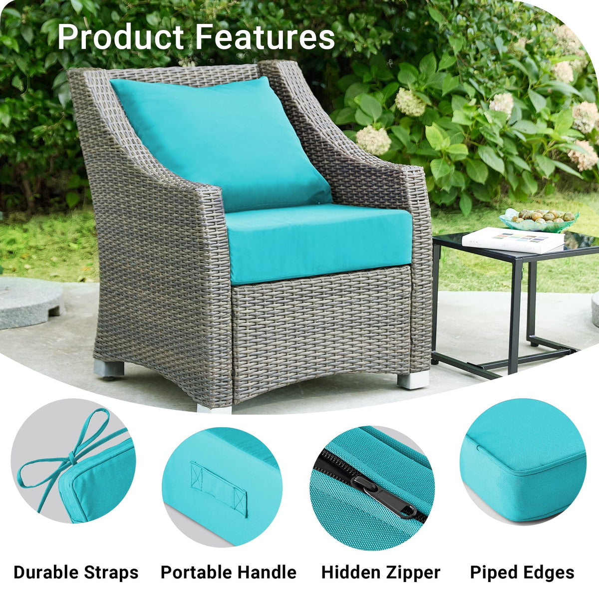 IPYNBAP hidden zip and carry handle on teal cushions