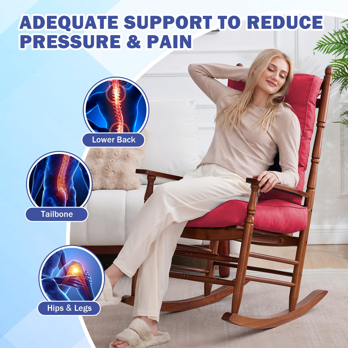 IPYNBAP cushions with attached ties stay securely on chair.