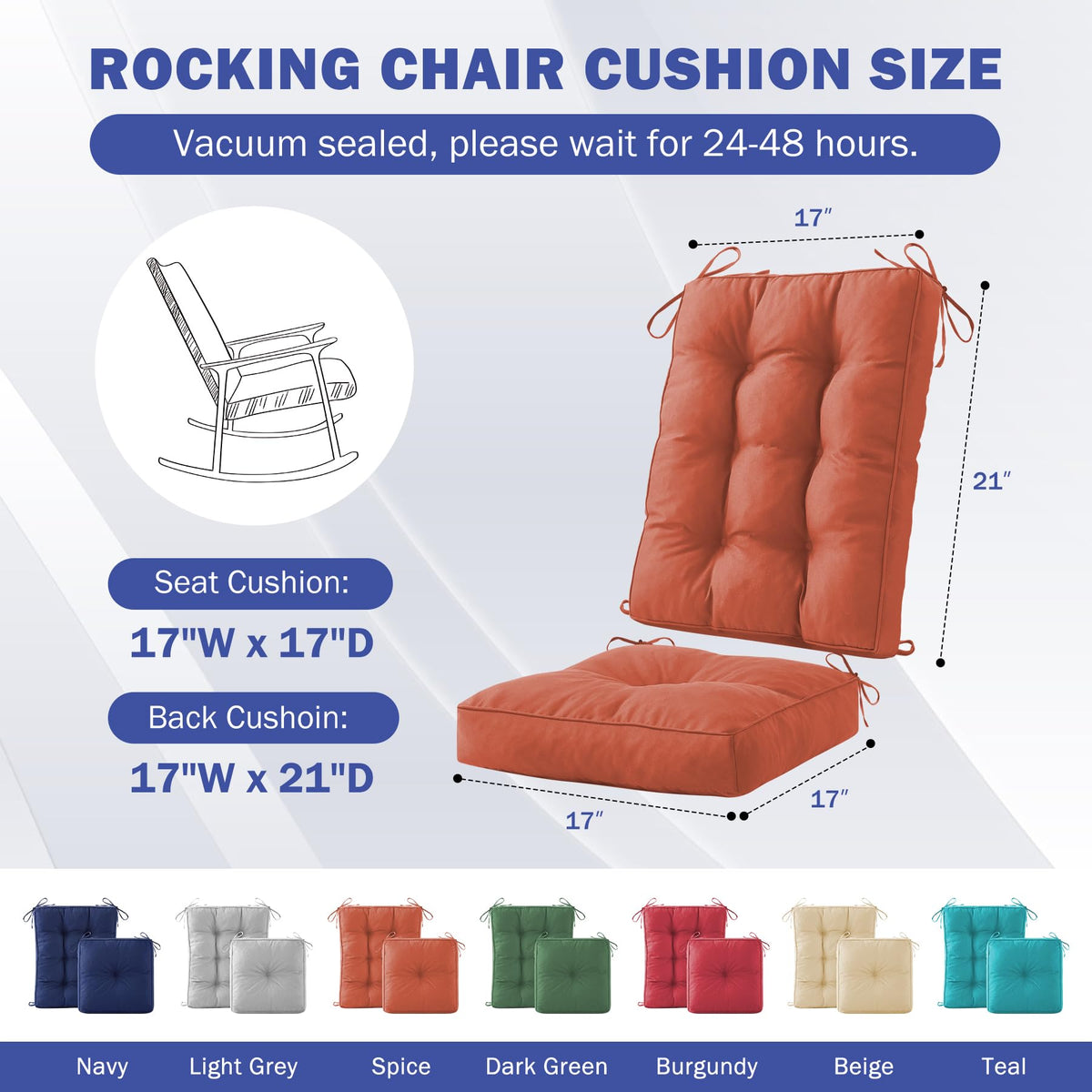 IPYNBAP rocking chair back cushion 21x17 provides ergonomic support.