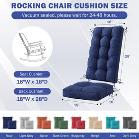 IPYNBAP rocking chair back cushion 28x18 in navy, waterproof design