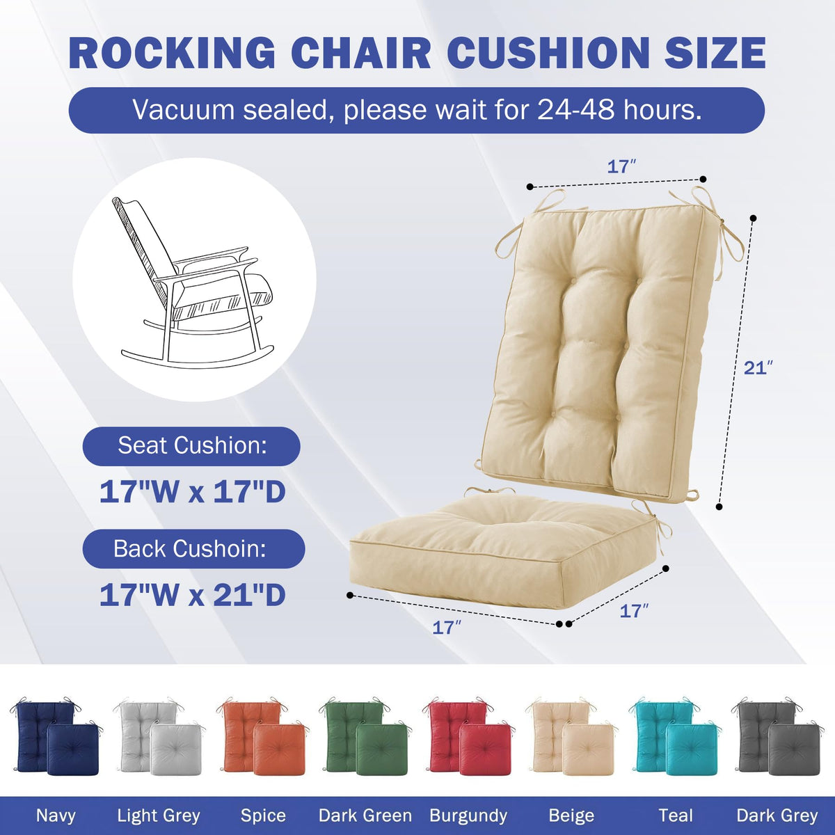 IPYNBAP rocking-chair-cushion-waterproof-fabric protects cushions from rain and spills.