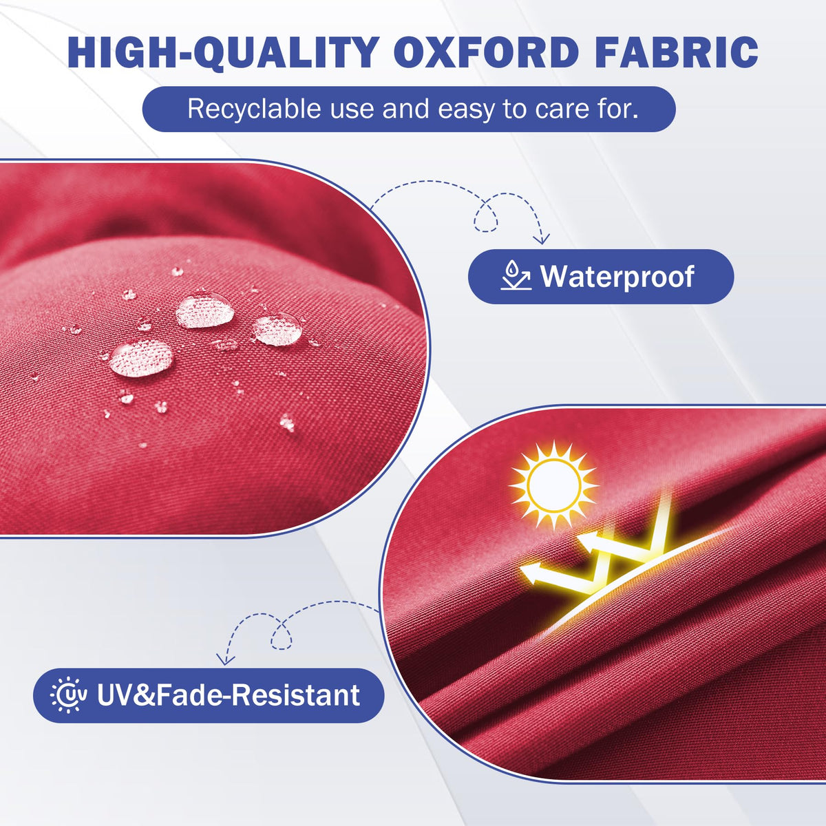 IPYNBAP waterproof fabric withstands sun and rain.