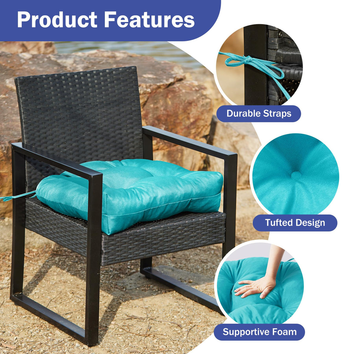 IPYNBAP cushions with side straps stay securely attached on chairs