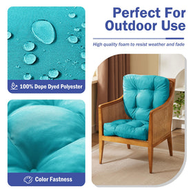 IPYNBAP teal cushions with two side straps stay secure on chairs.