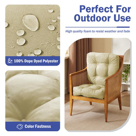 IPYNBAP waterproof patio cushion shows textured beige fabric for outdoor durability.