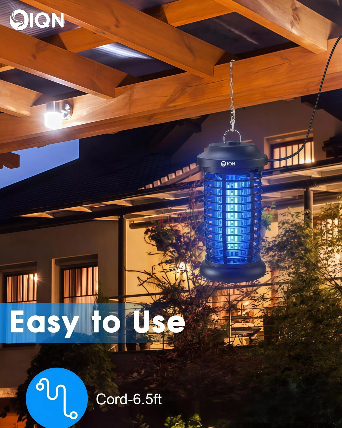 IQN Bug Zapper removable tray for quick debris disposal