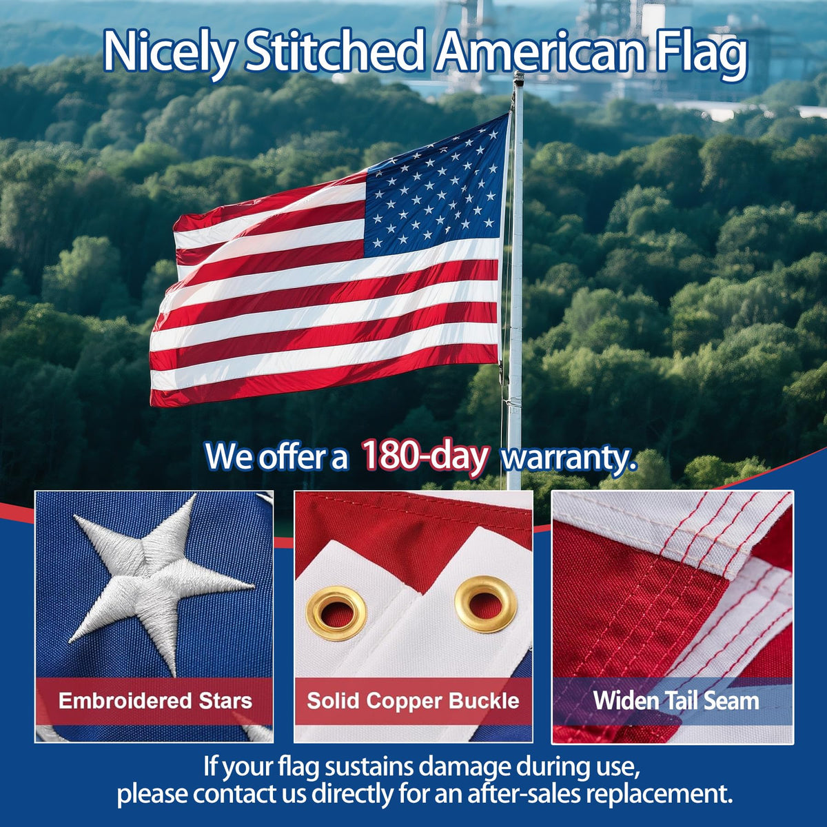 irbrisu flag embroidered stars showing premium craftsmanship