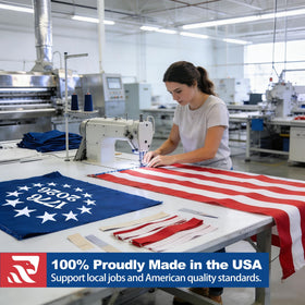 irbrisu US flag outdoor use in wind, highlighting weather resistance