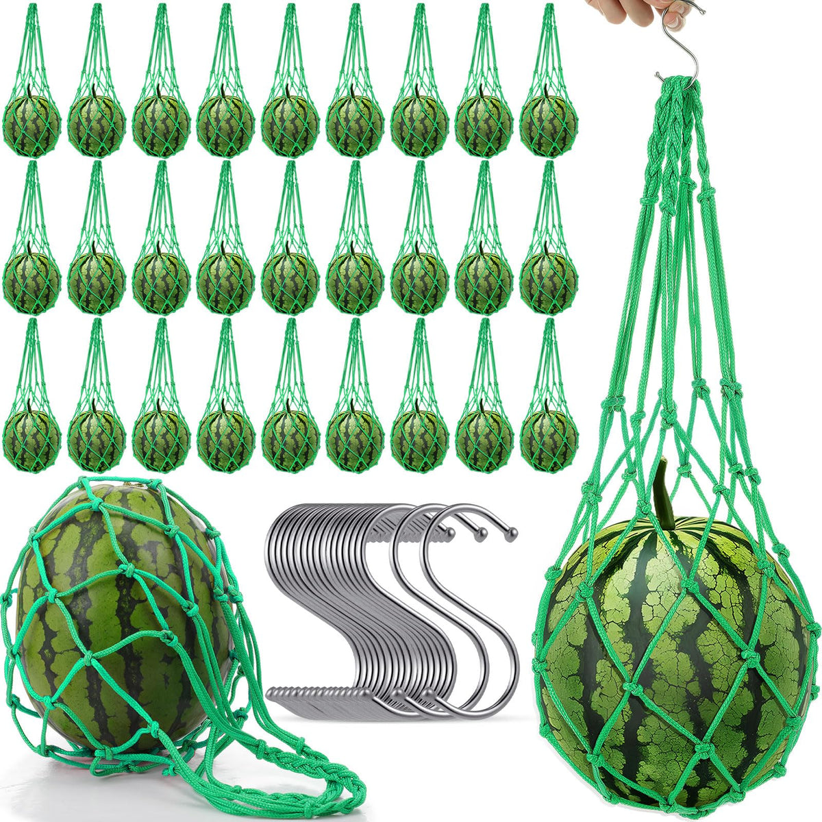 Irenare Melon Hammock Cradle in green offers sturdy 22.8 inch support for growing fruits.