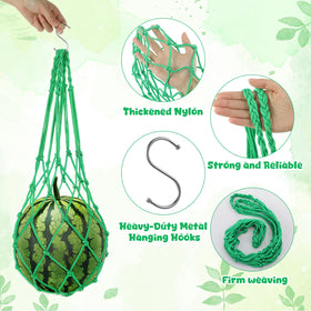 Irenare melons supported by hammocks in action demonstrating steady fruit containment.