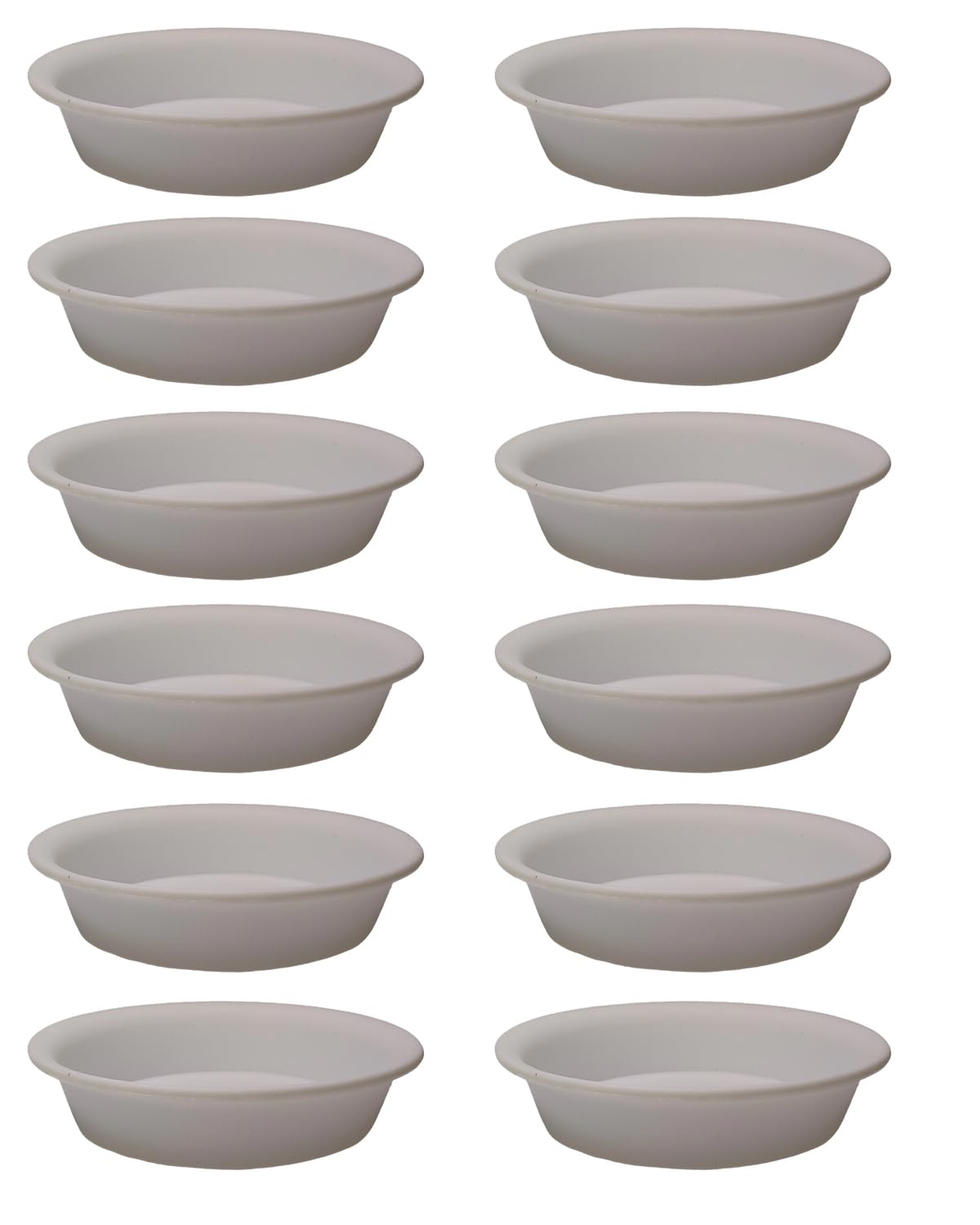 IRIGROVA 12-pack white saucers, top-view, sturdy PP plastic for small pots.