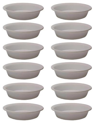 IRIGROVA 12-pack white saucers, top-view, sturdy PP plastic for small pots.