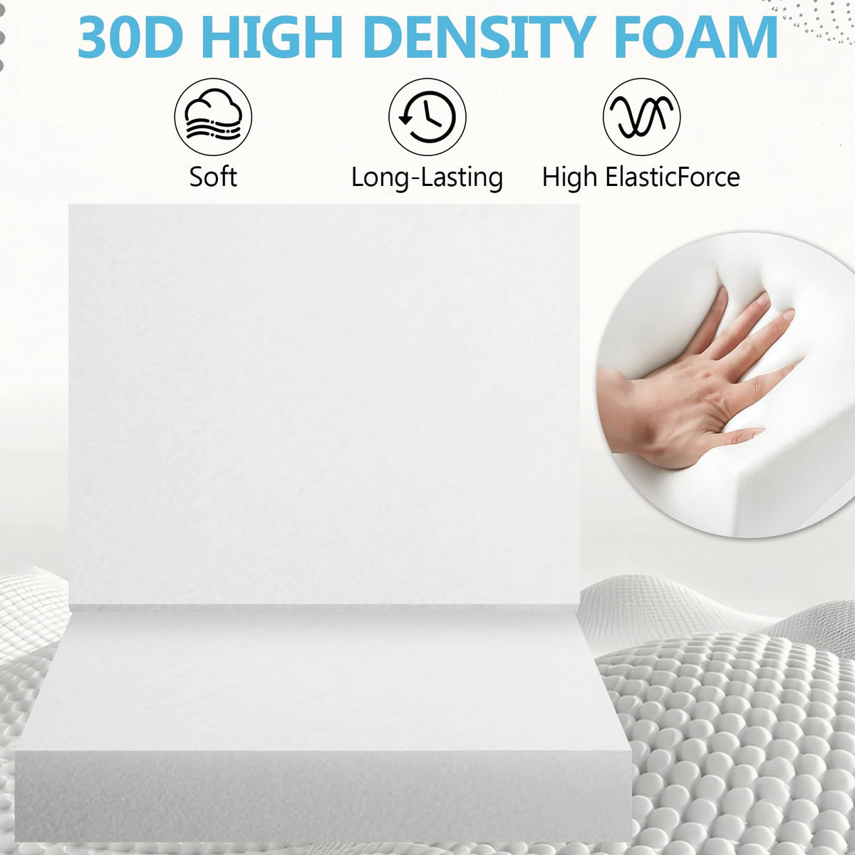 Iristykilin 4-inch thick foam provides plush support with quick recovery.
