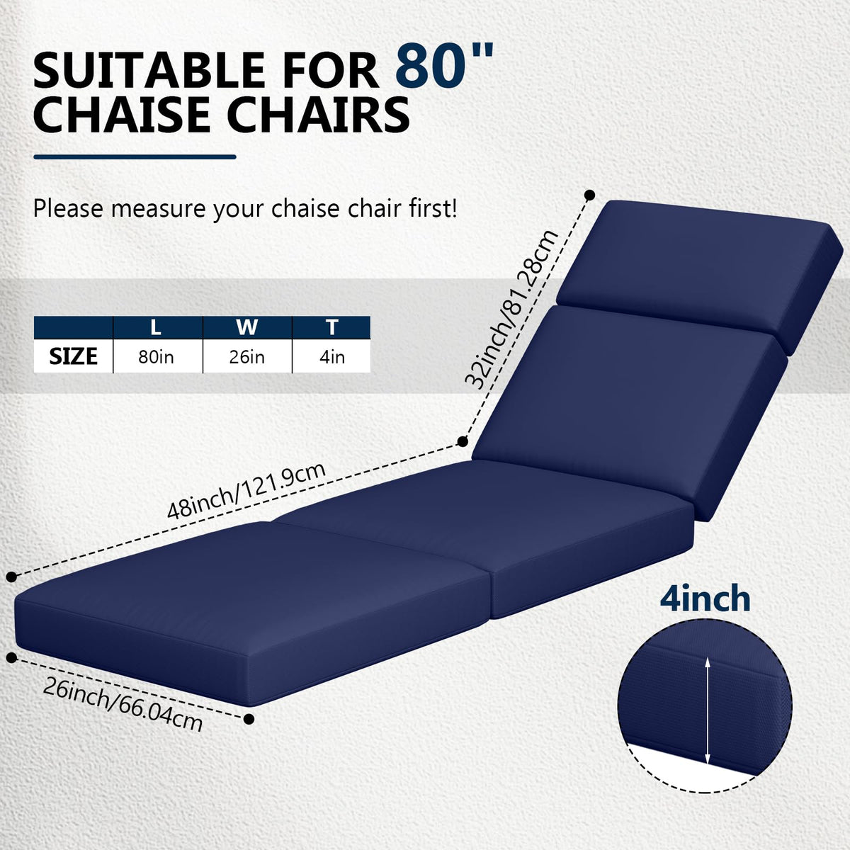 Iristykilin chaise cushion 30D foam delivers plush, supportive seating.
