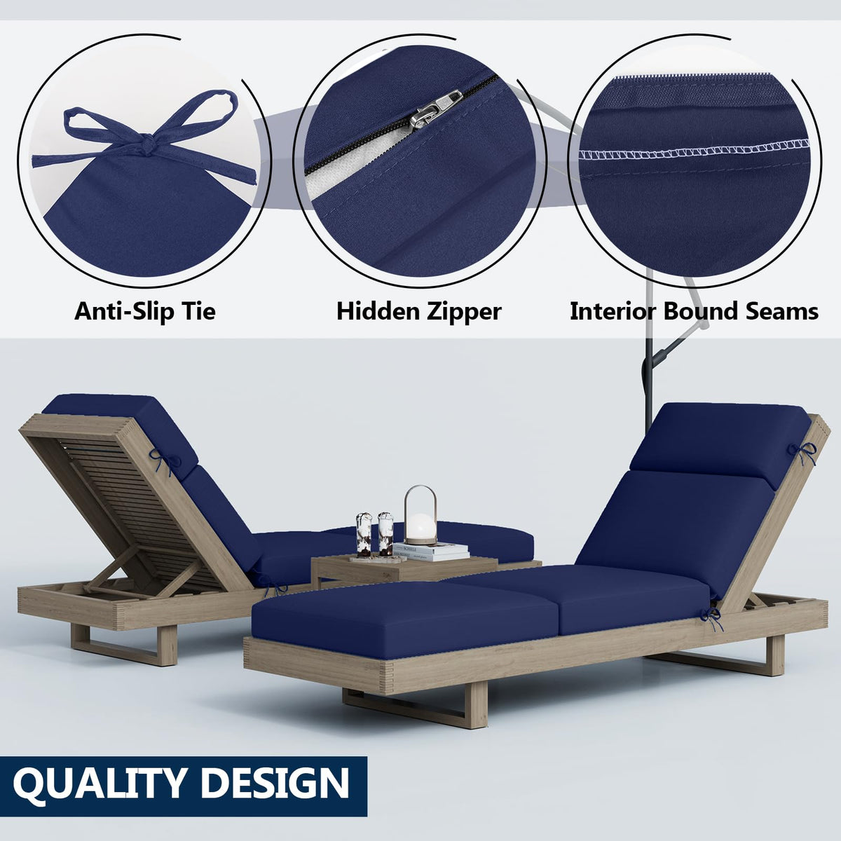 Iristykilin quad-fold design fits many curved loungers.