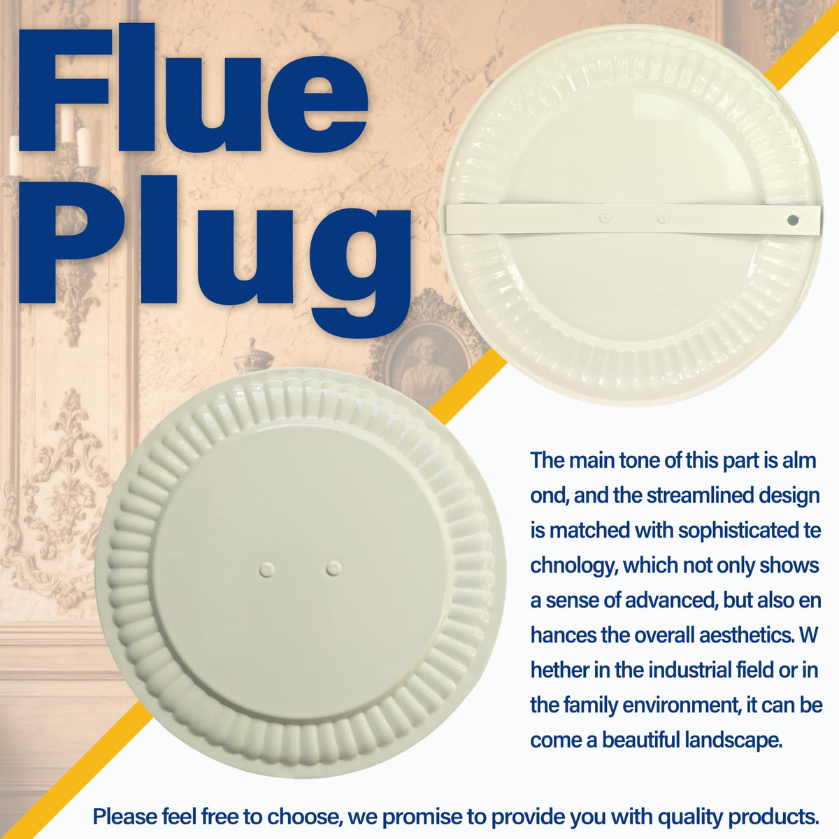 Adjustable 4–8 inch flue cover fits BM0026 securely, blocks debris.