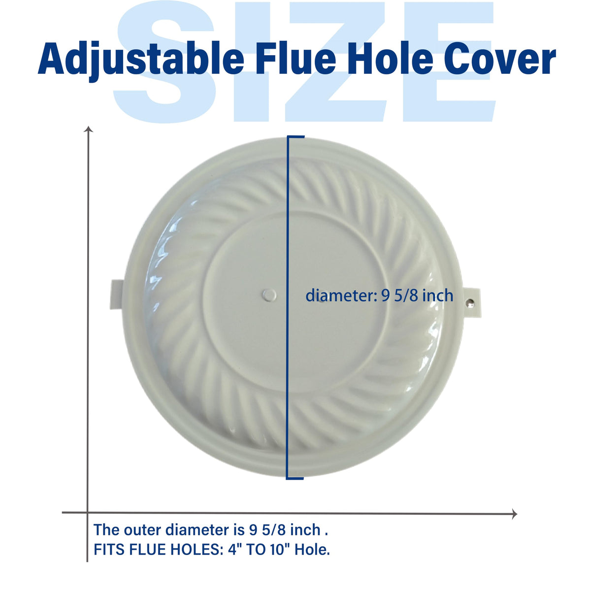 Irnyso almond flue hole cover adjustment mechanism enables secure fit for 4–10 inch holes.