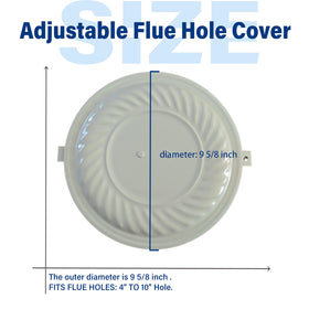 Irnyso almond flue hole cover adjustment mechanism enables secure fit for 4–10 inch holes.