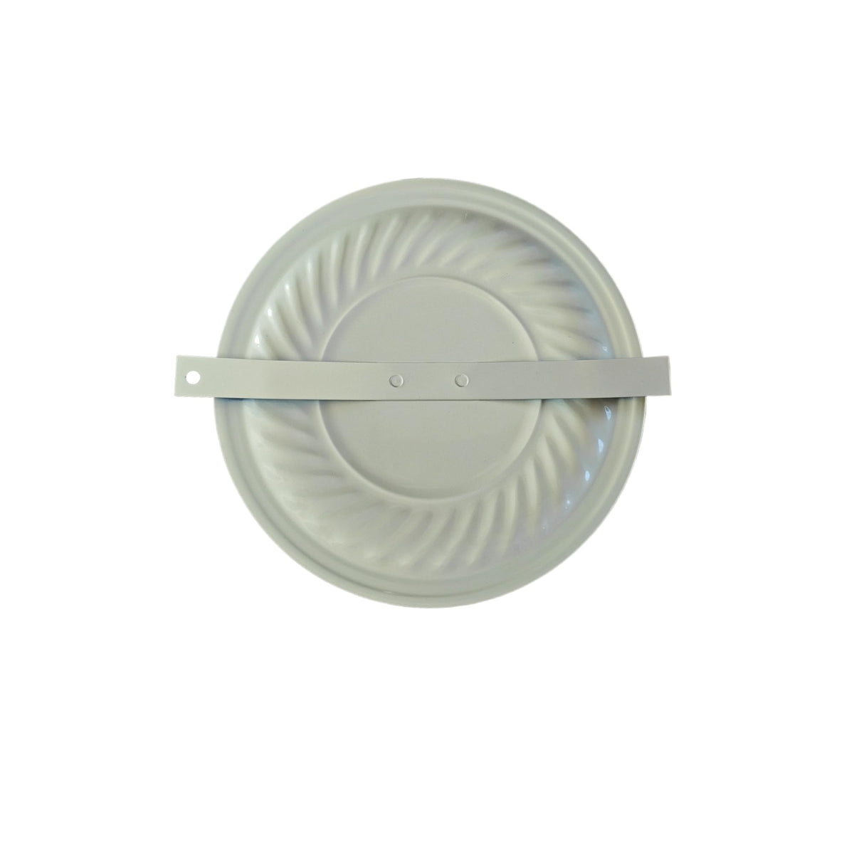 Irnyso almond flue hole cover back view displays consistent color and sturdy steel build.