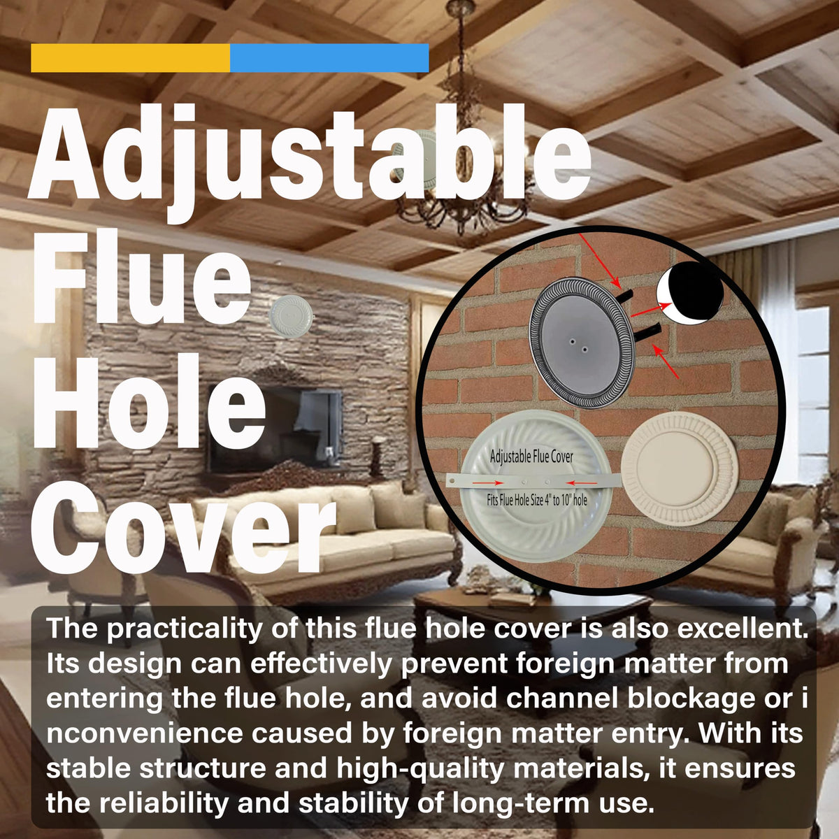 Irnyso almond flue hole cover side profile highlights slim design and easy fit.